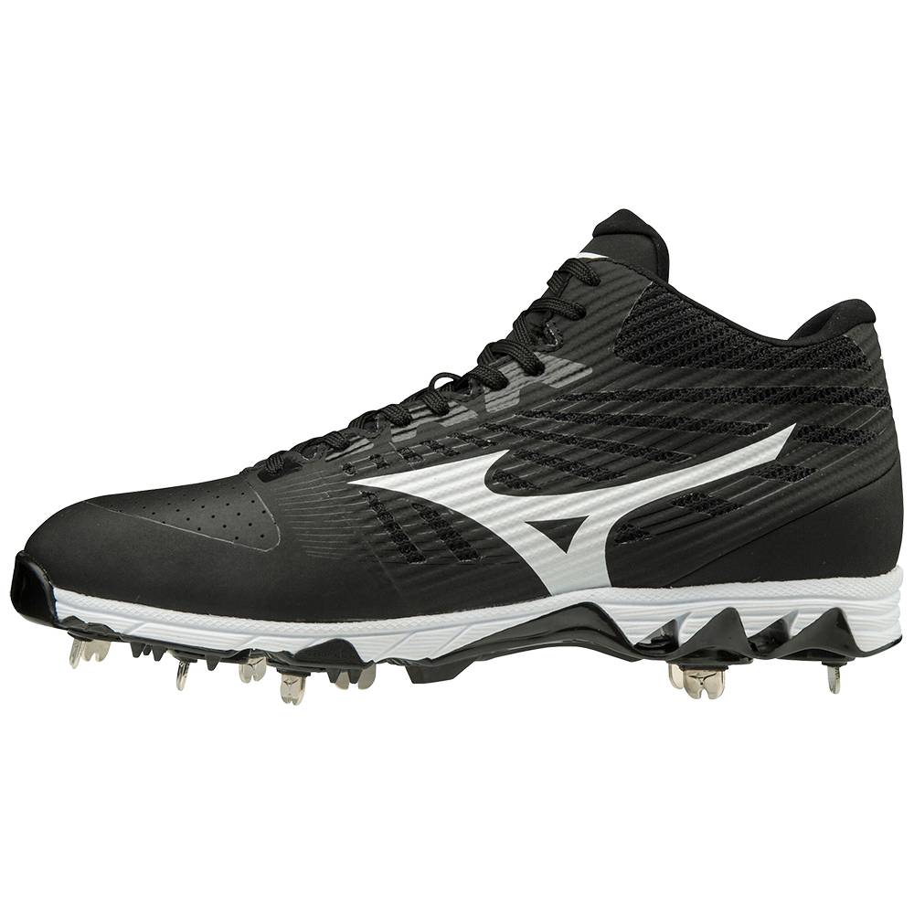 Panske Botasky Mizuno 9-Spike Ambition Mid Metal Čierne/Biele Vypredaj PINA81264